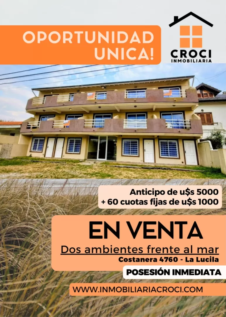 Departamento en Lucila del Mar - SUPER FINANCIADO!! 2 Amb. Frente Al Mar En La Lucila D6 (ID 24)